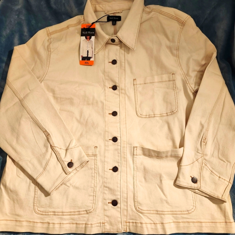 Women's Cream Light Denim Jacket by Well Worn